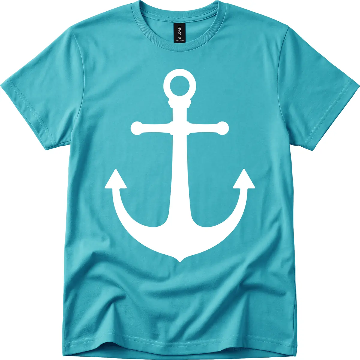 Lake Life Anchor Design T-Shirt in Tropical Blue