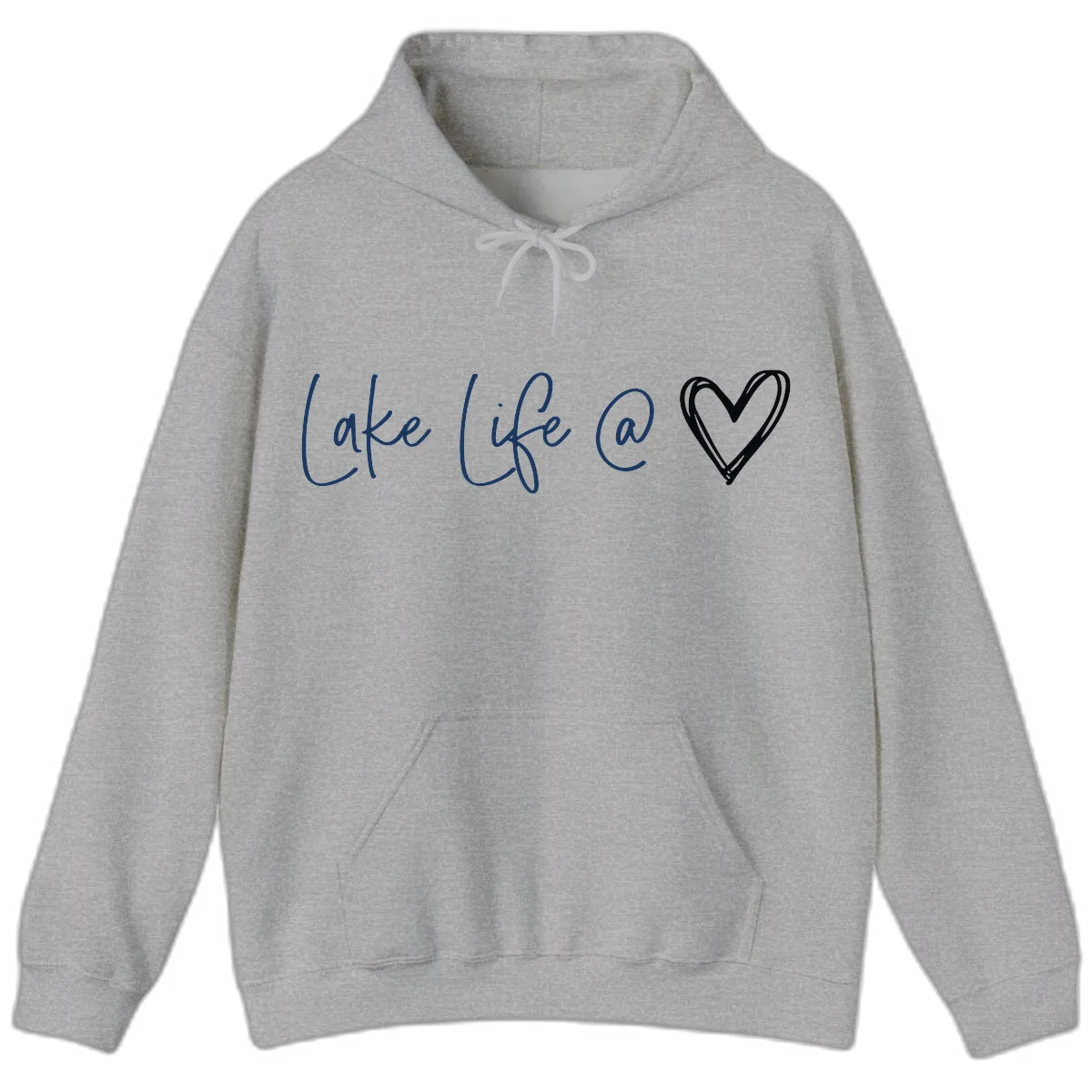 Lake Life Heart Hoodie in Sport Grey