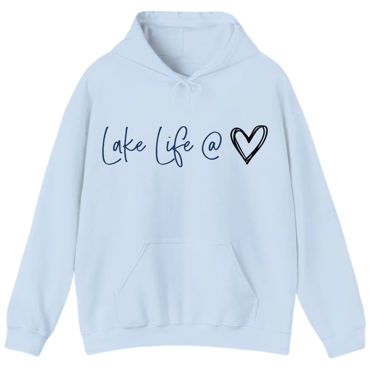 Lake Life Heart Hoodie in Light Blue