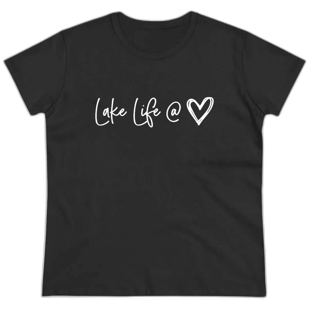Lake Life Heart Ladies Tee in Black
