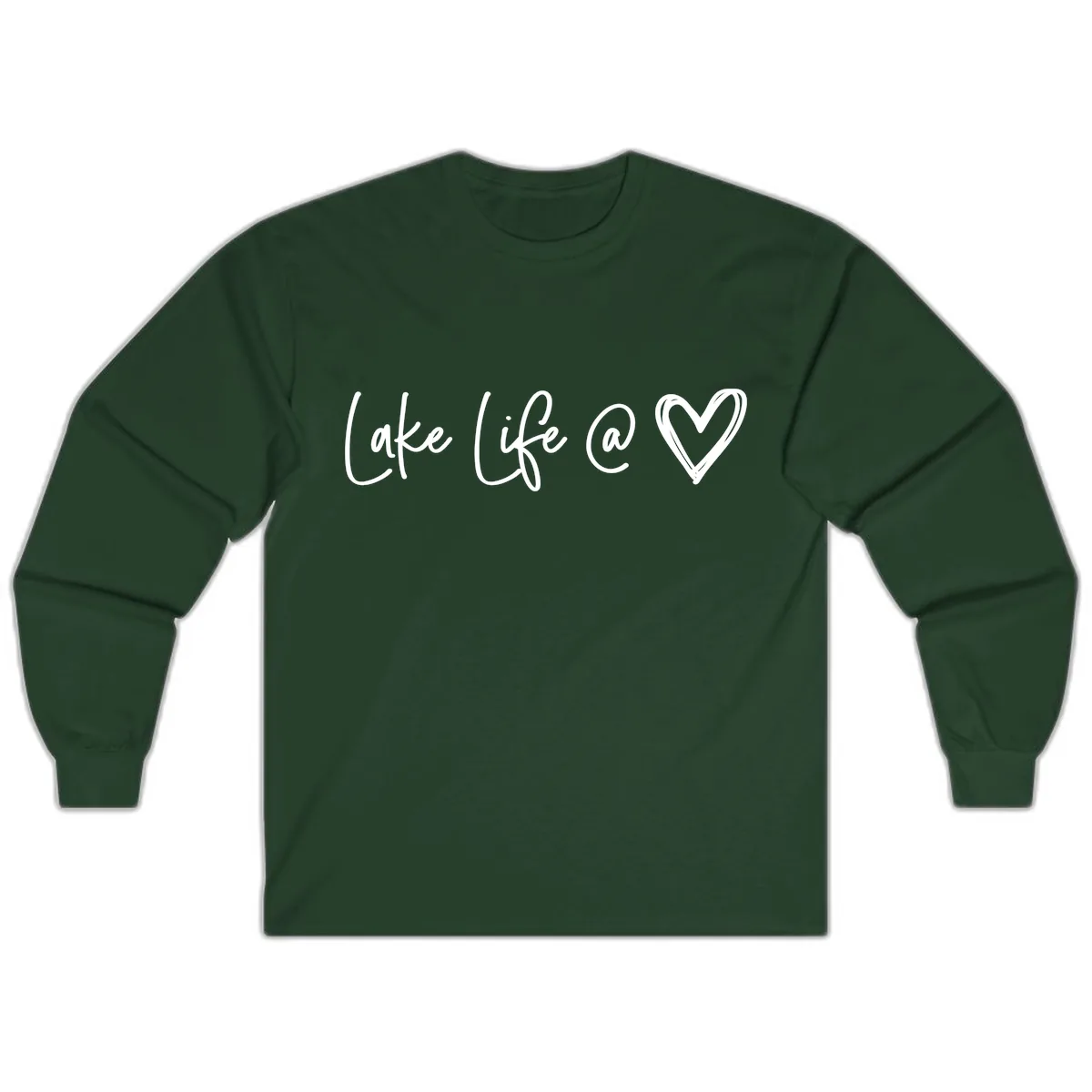 Lake Life Heart Long Sleeve in Forest Green