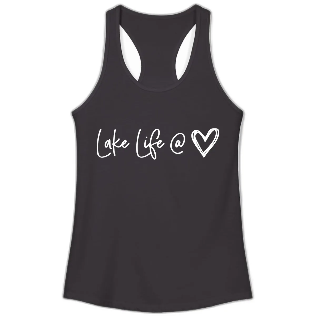 Lake Life Heart Ladies Tank in Black