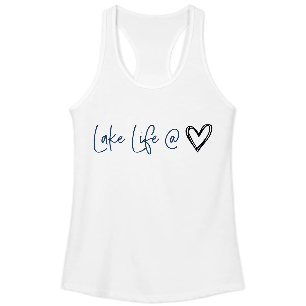 Lake Life Heart Ladies Tank in White