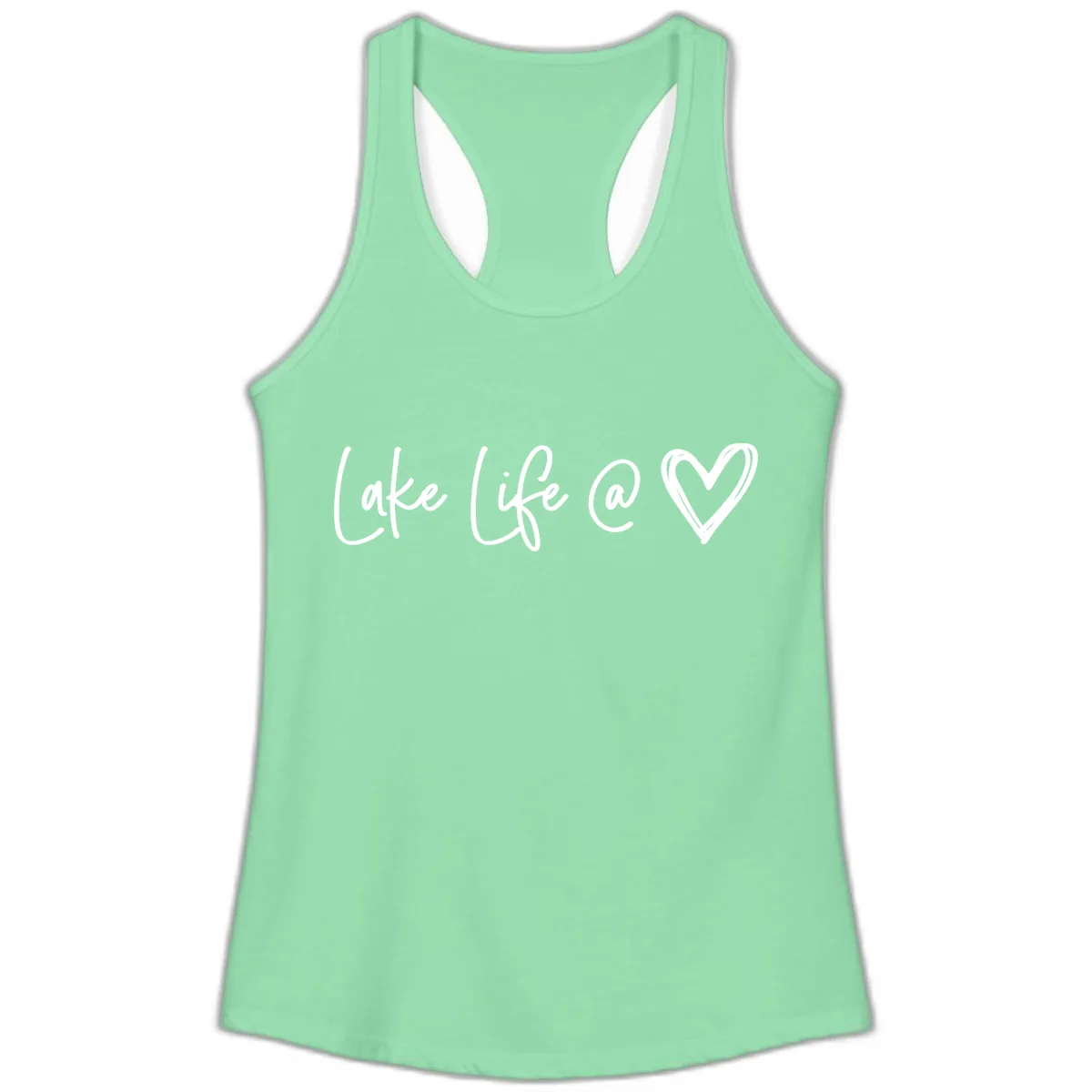 Lake Life Heart Ladies Tank in Solid Mint