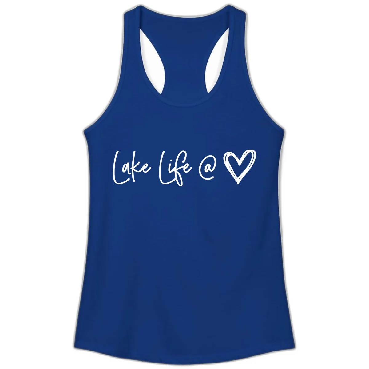 Lake Life Heart Ladies Tank in Solid Royal