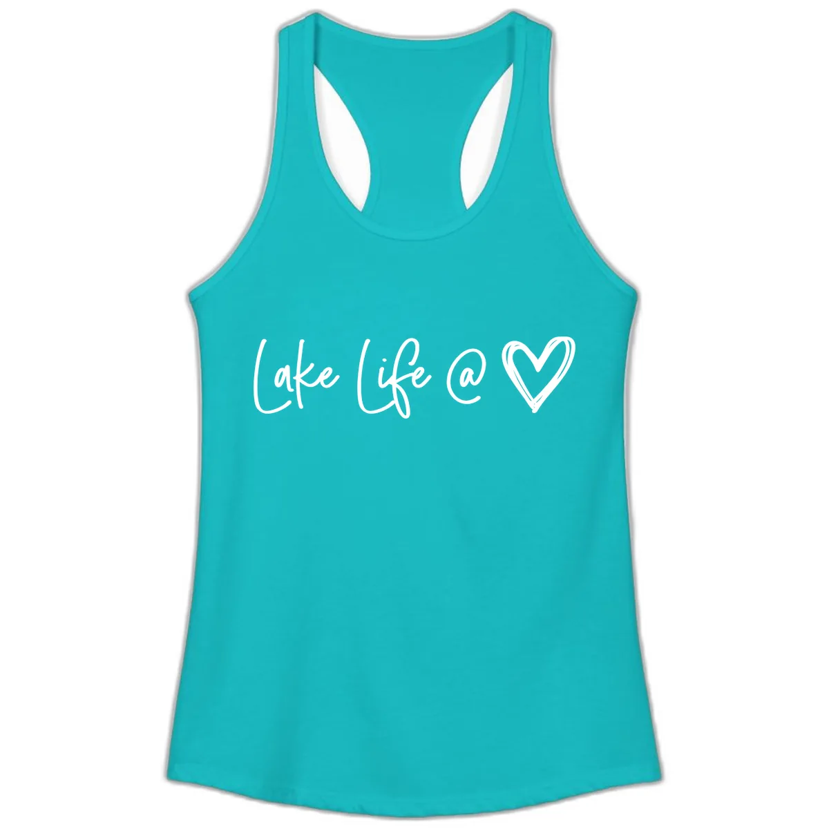 Lake Life Heart Ladies Tank in Tahiti Blue
