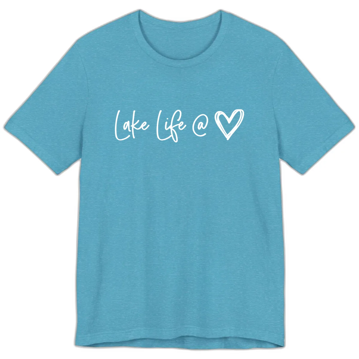 Lake Life Heart Premium T-Shirt in Heather Aqua