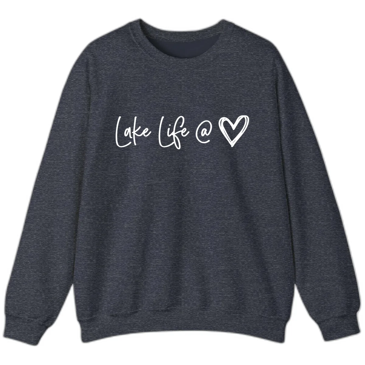 Lake Life Heart Sweatshirt in Heather Sport Dark Navy