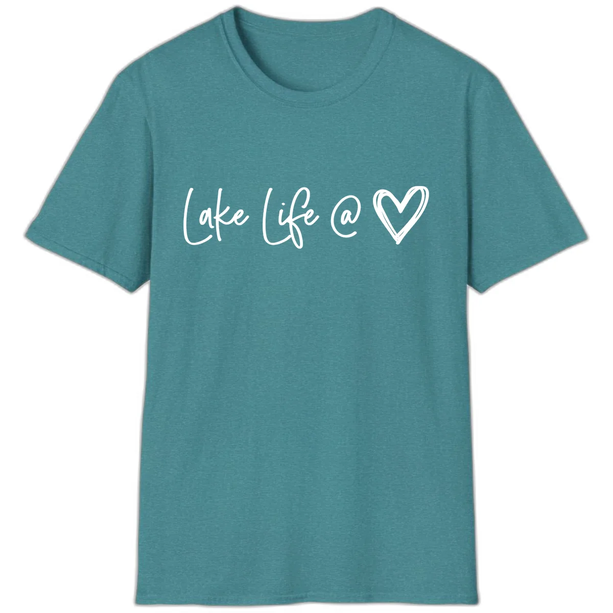 Lake Life Heart T-Shirt in Heather Galapagos Blue