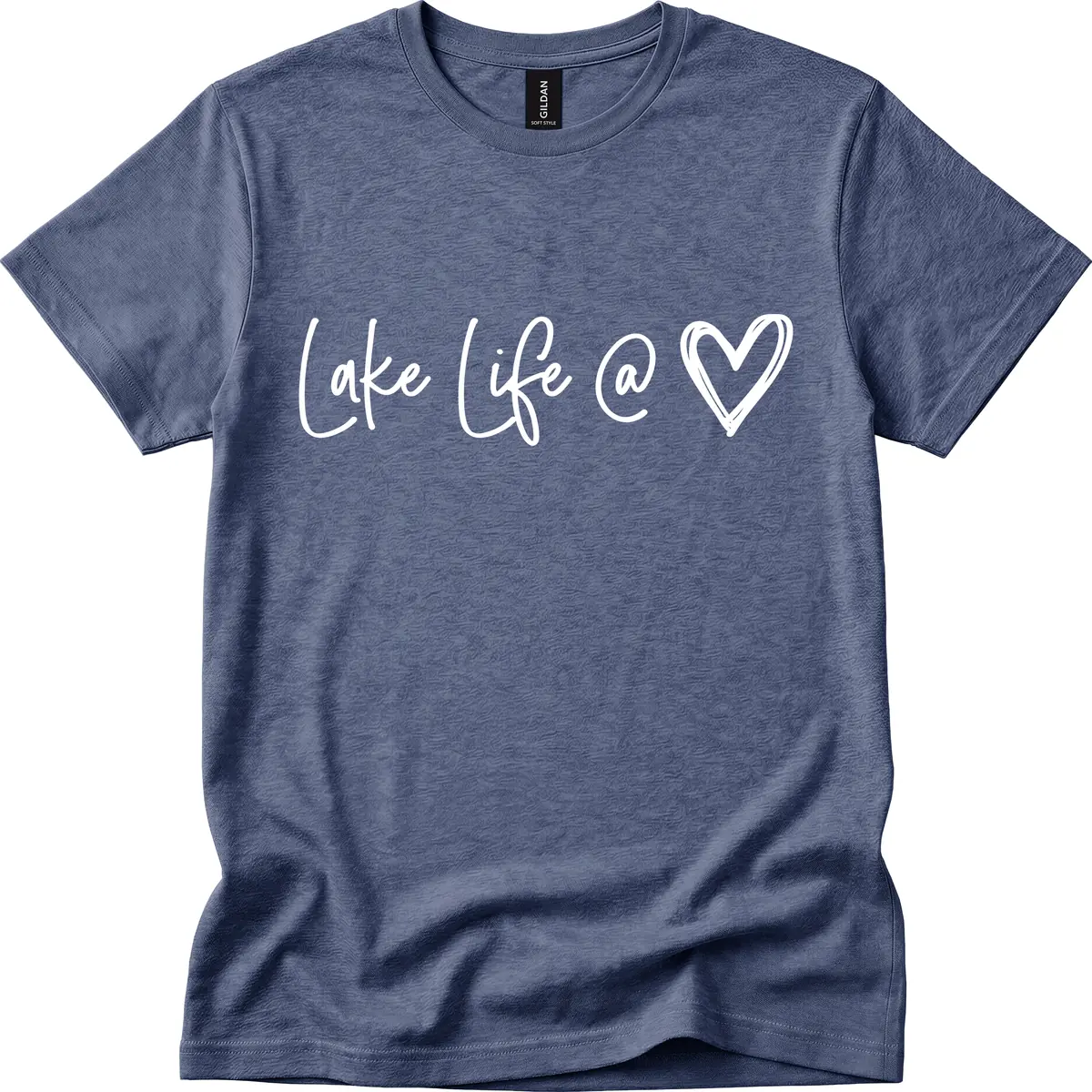 Lake Life Heart T-Shirt in Heather Navy