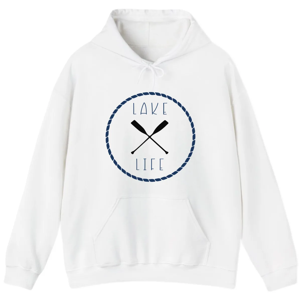 Lake Life Oar Badge Design Hoodie in White