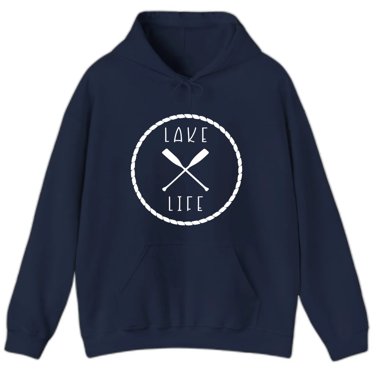 Lake Life Oar Badge Design Hoodie in Navy