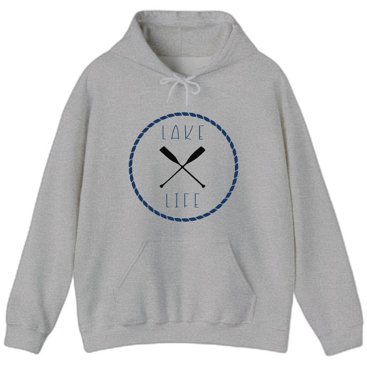 Lake Life Oar Badge Design Hoodie in Sport Grey