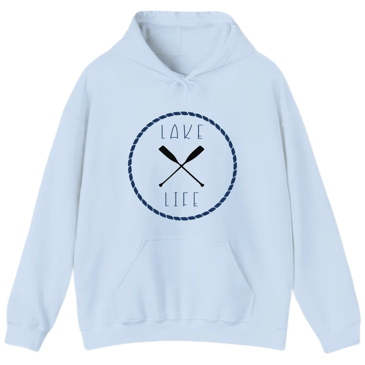 Lake Life Oar Badge Design Hoodie in Light Blue