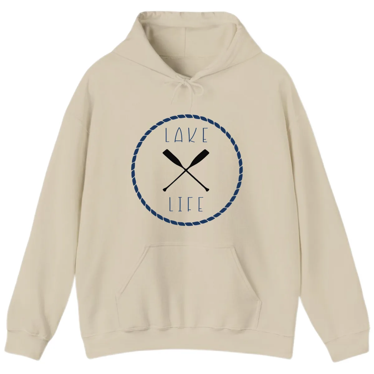 Lake Life Oar Badge Design Hoodie in Sand