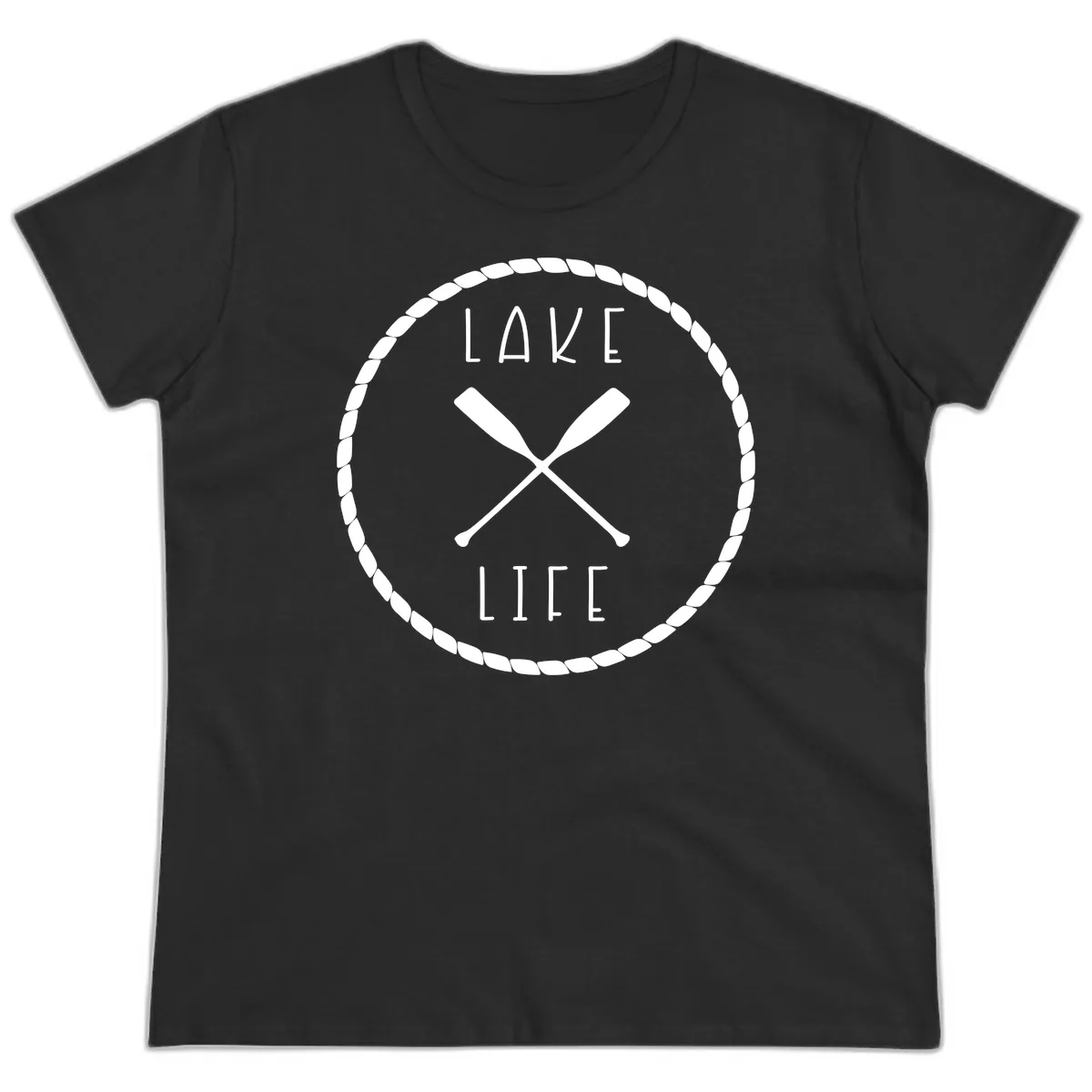 Lake Life Oar Badge Design Ladies Tee in Black