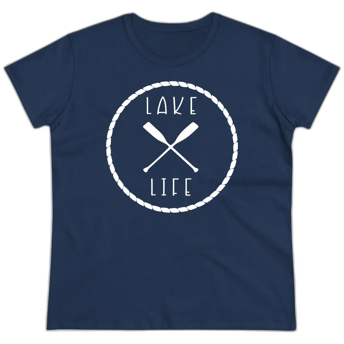 Lake Life Oar Badge Design Ladies Tee in Navy