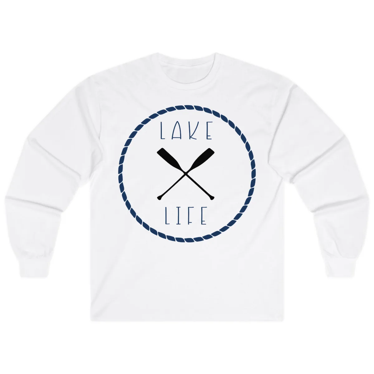 Lake Life Oar Badge Design Long Sleeve in White