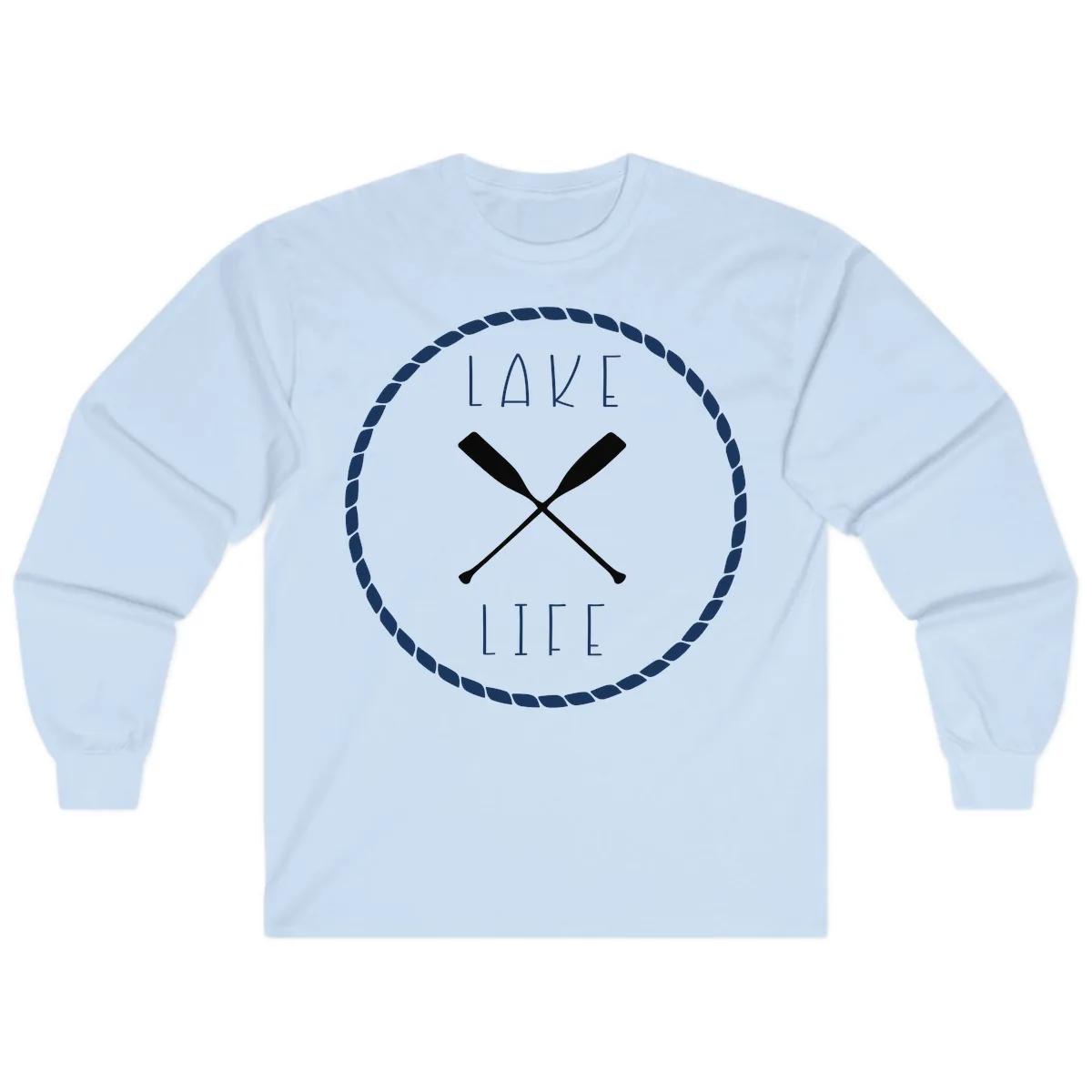 Lake Life Oar Badge Design Long Sleeve in Light Blue