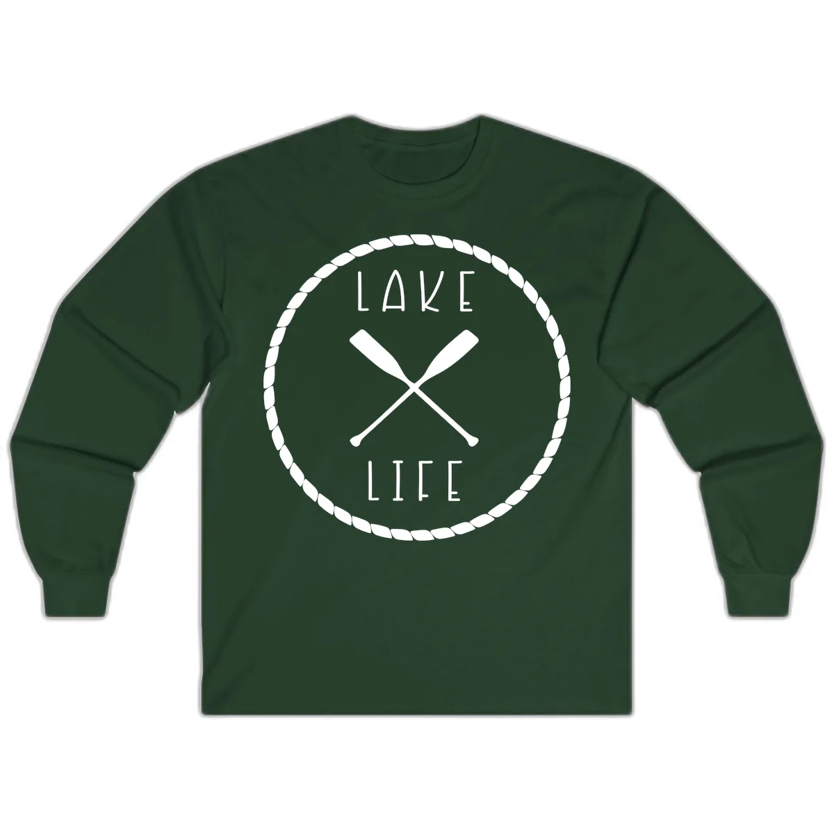 Lake Life Oar Badge Design Long Sleeve in Forest Green