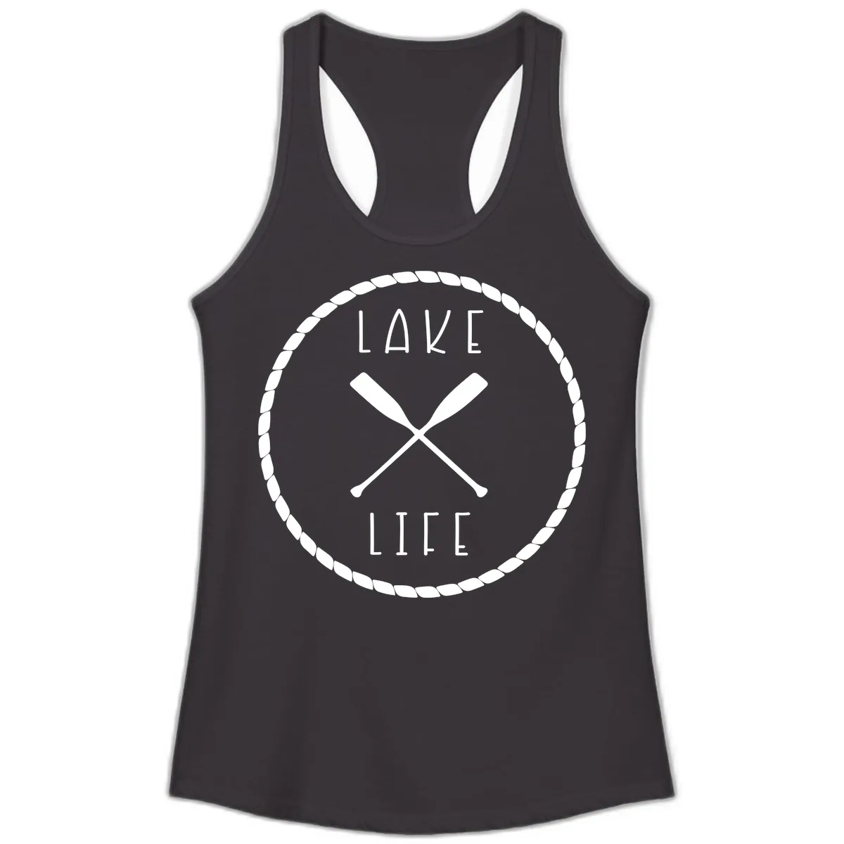Lake Life Oar Badge Design Ladies Tank in Black