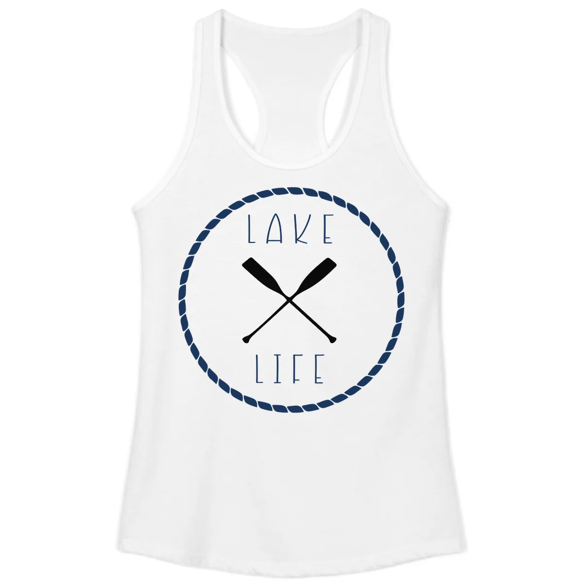 Lake Life Oar Badge Design Ladies Tank in White