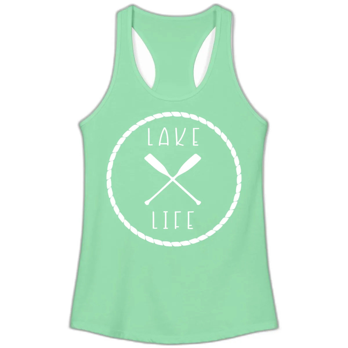 Lake Life Oar Badge Design Ladies Tank in Solid Mint