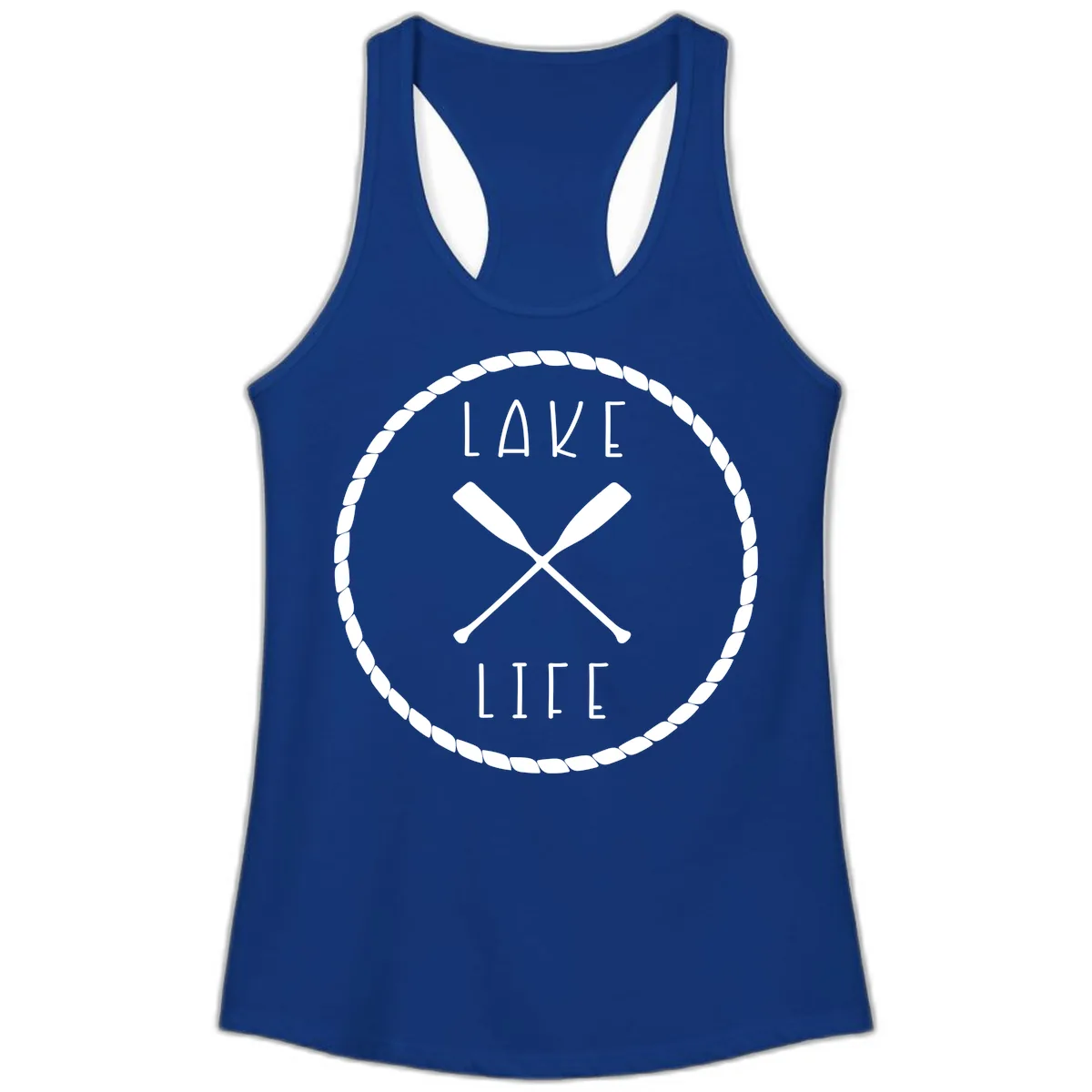 Lake Life Oar Badge Design Ladies Tank in Solid Royal