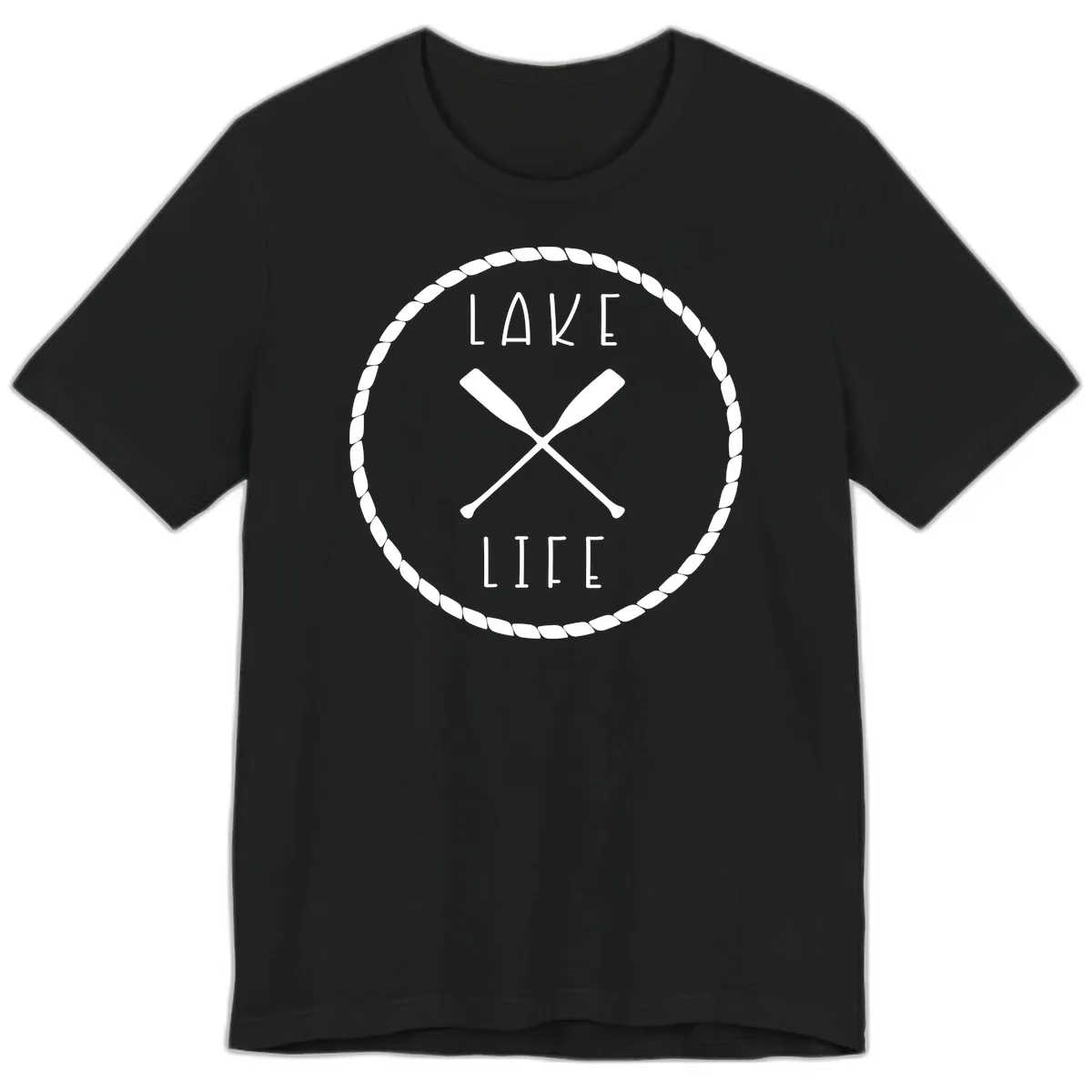 Lake Life Oar Badge Design Premium T-Shirt in Black