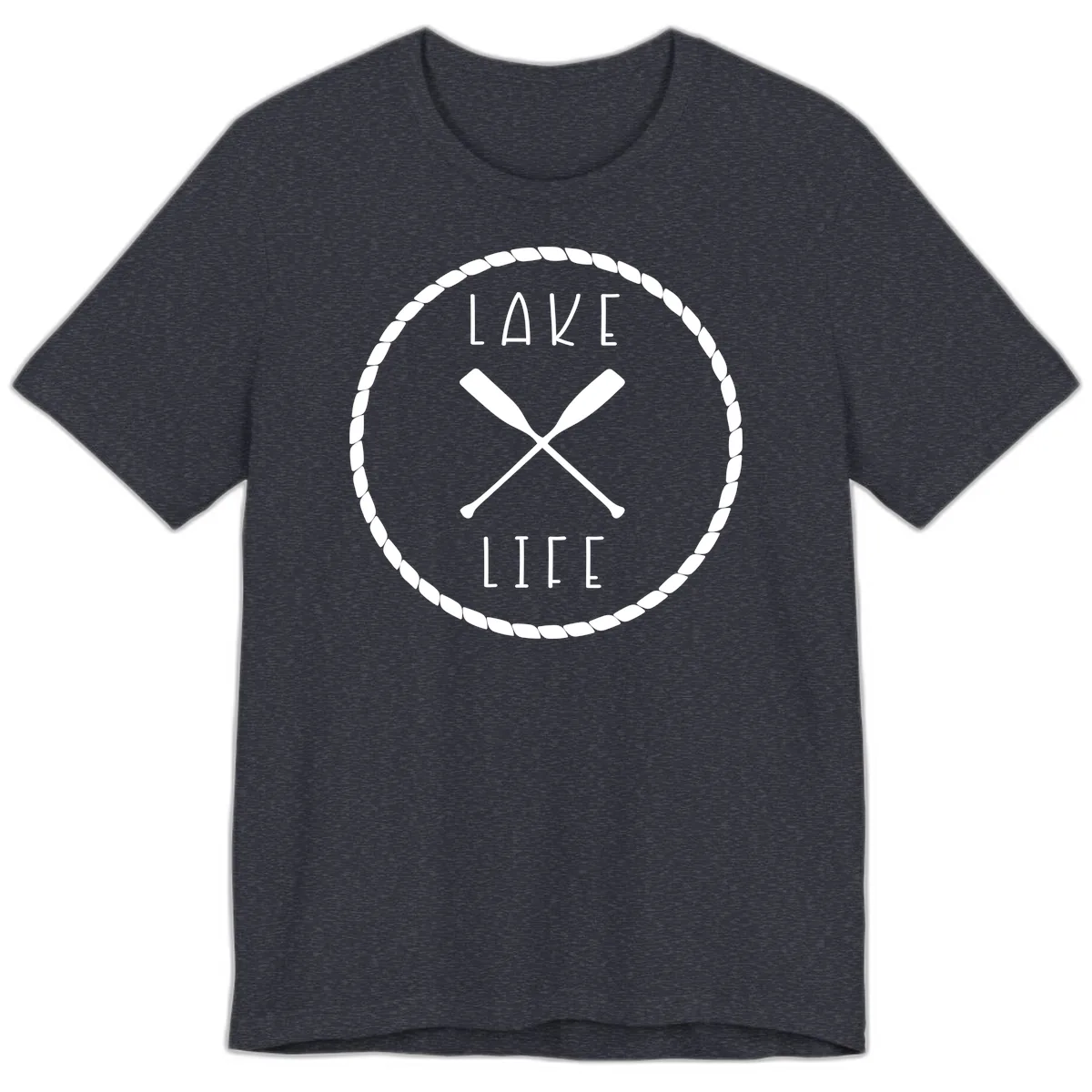 Lake Life Oar Badge Design Premium T-Shirt in Heather Navy