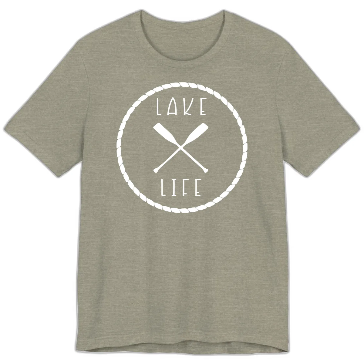 Lake Life Oar Badge Design Premium T-Shirt in Heather Stone