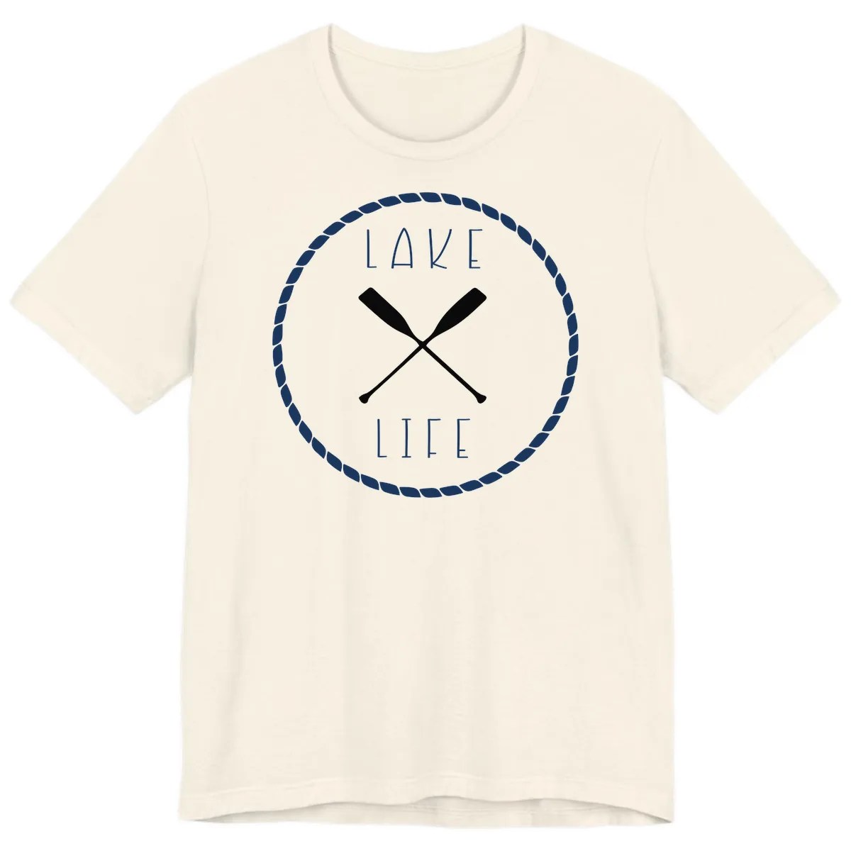 Lake Life Oar Badge Design Premium T-Shirt in Natural