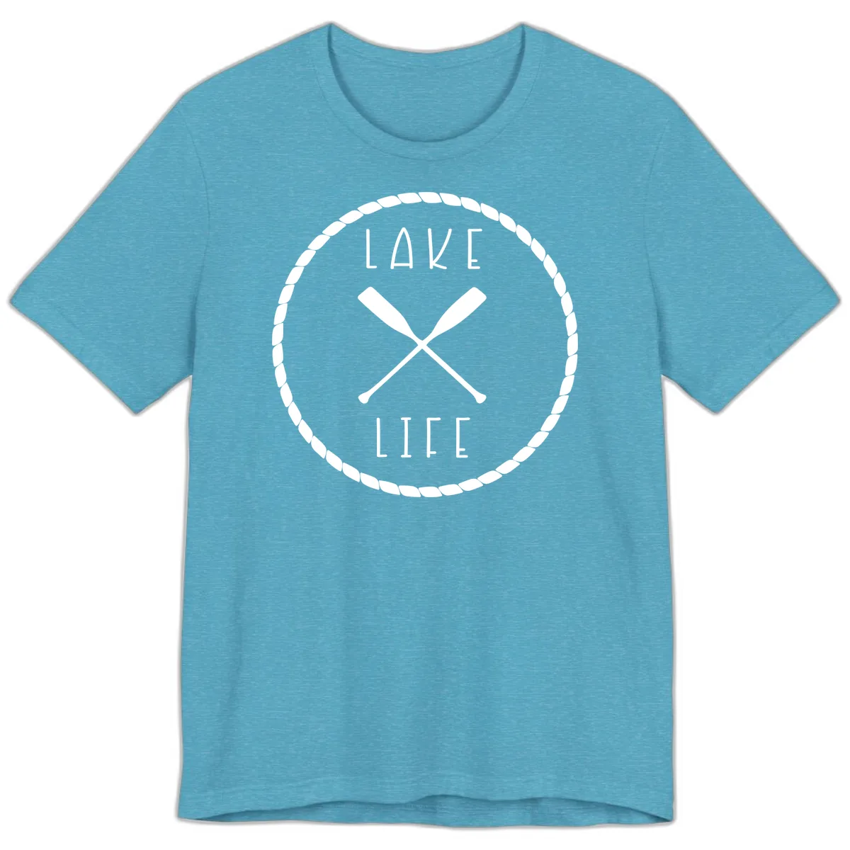Lake Life Oar Badge Design Premium T-Shirt in Heather Aqua