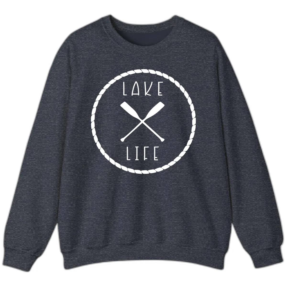 Lake Life Oar Badge Design Sweatshirt in Heather Sport Dark Navy
