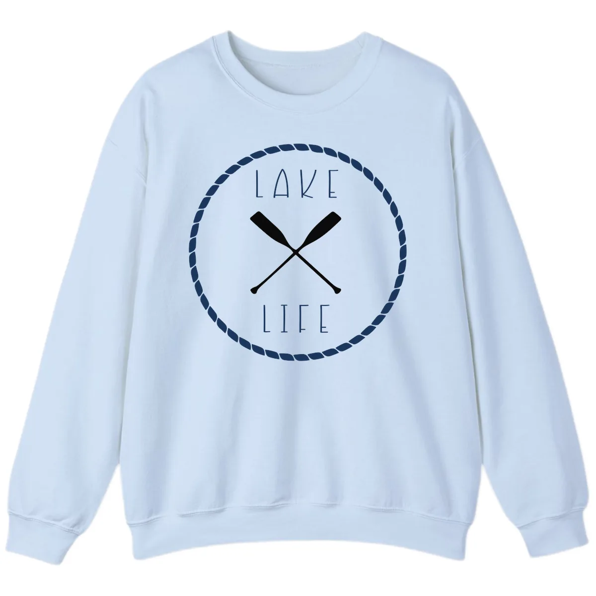 Lake Life Oar Badge Design Sweatshirt in Light Blue