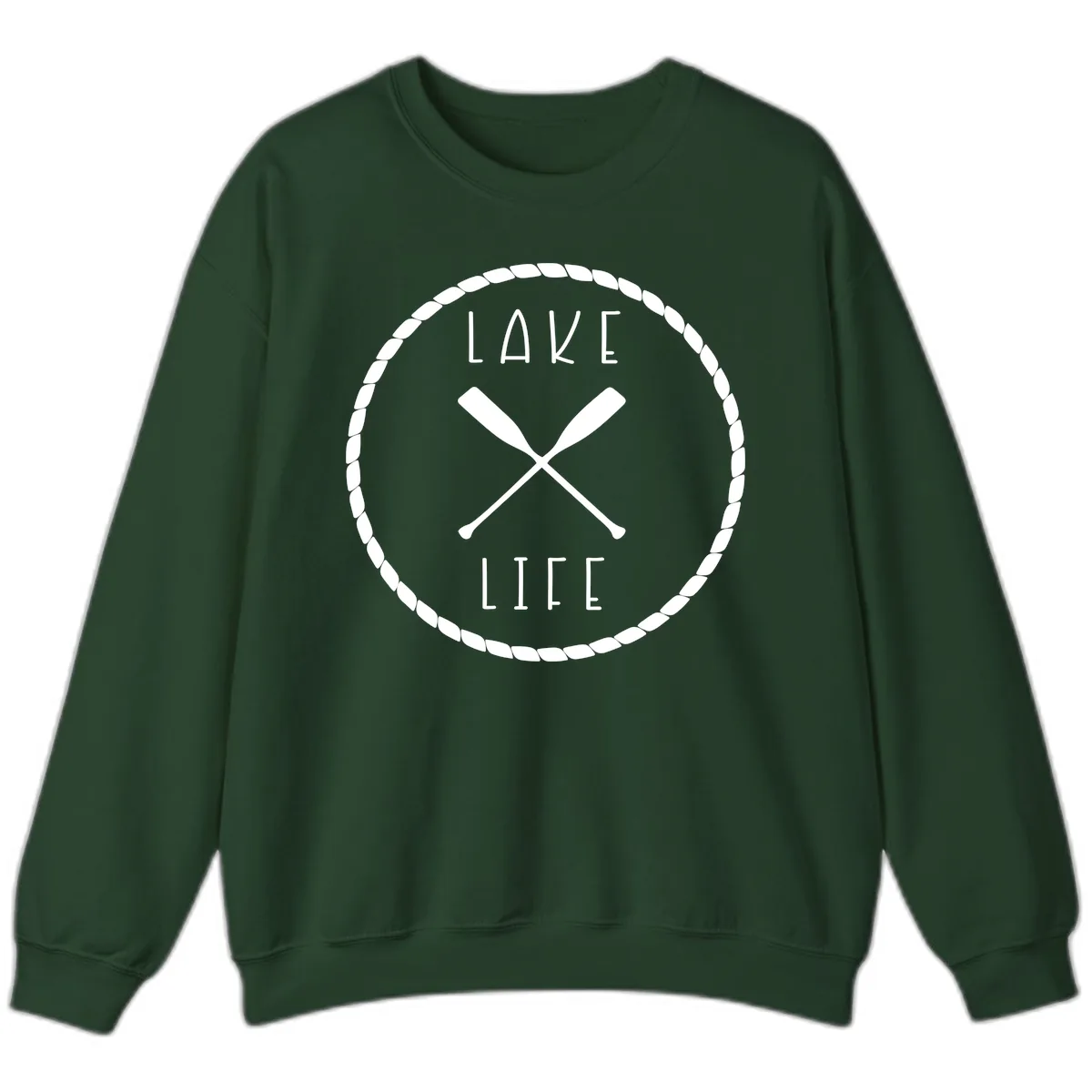 Lake Life Oar Badge Design Sweatshirt in Forest Green
