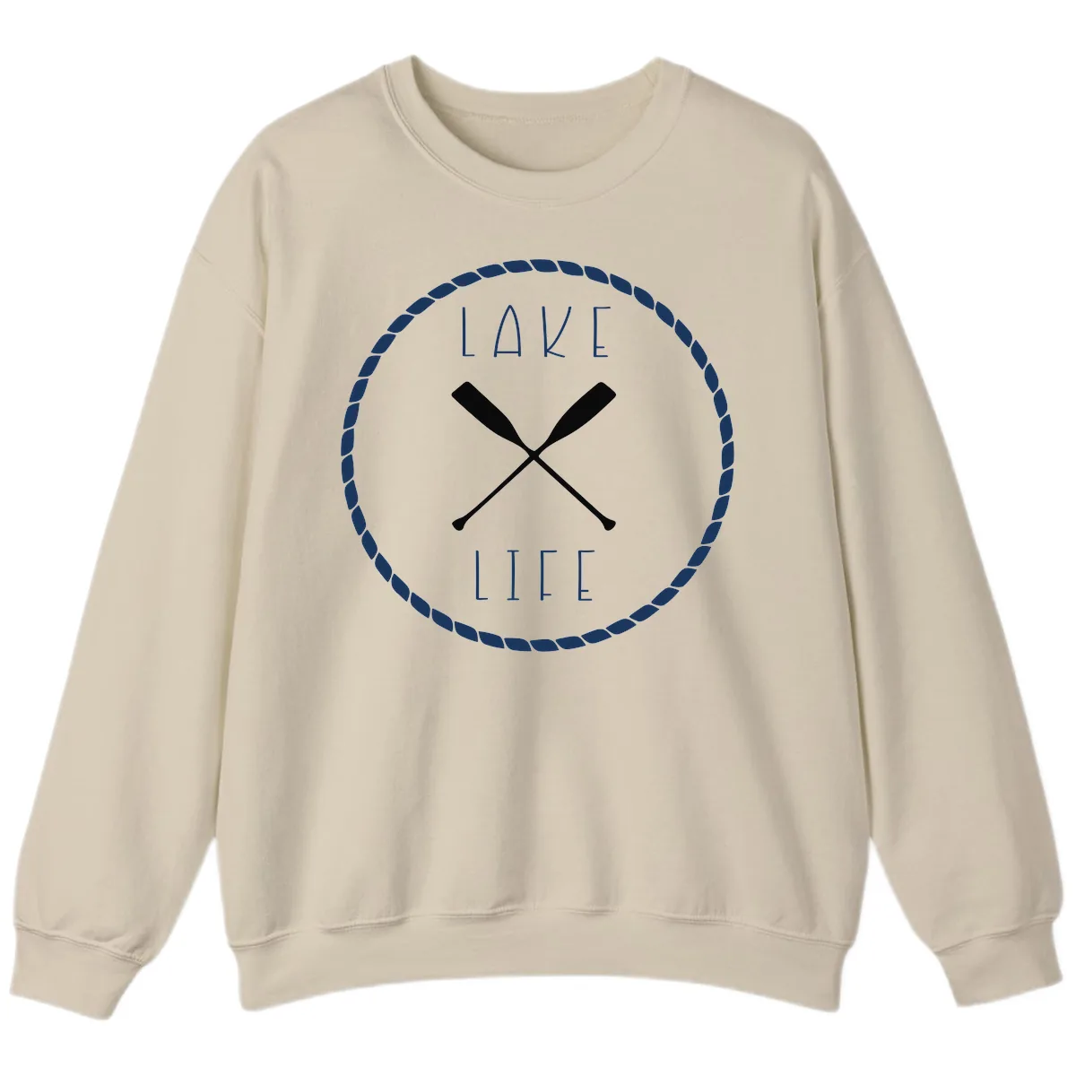 Lake Life Oar Badge Design Sweatshirt in Sand