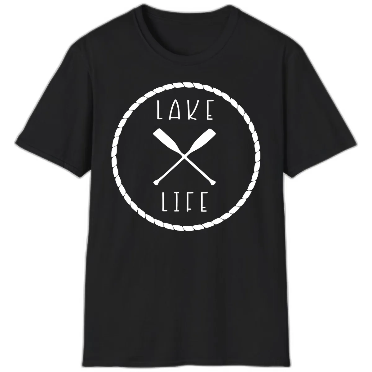 Lake Life Oar Badge Design T-Shirt in Black