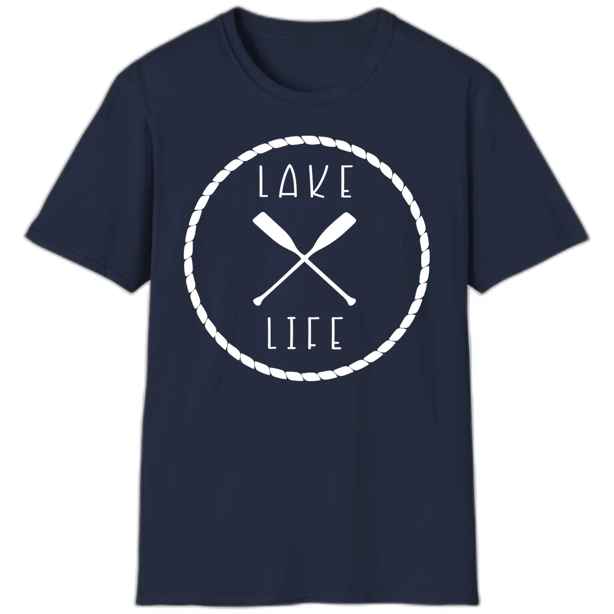 Lake Life Oar Badge Design T-Shirt in Navy