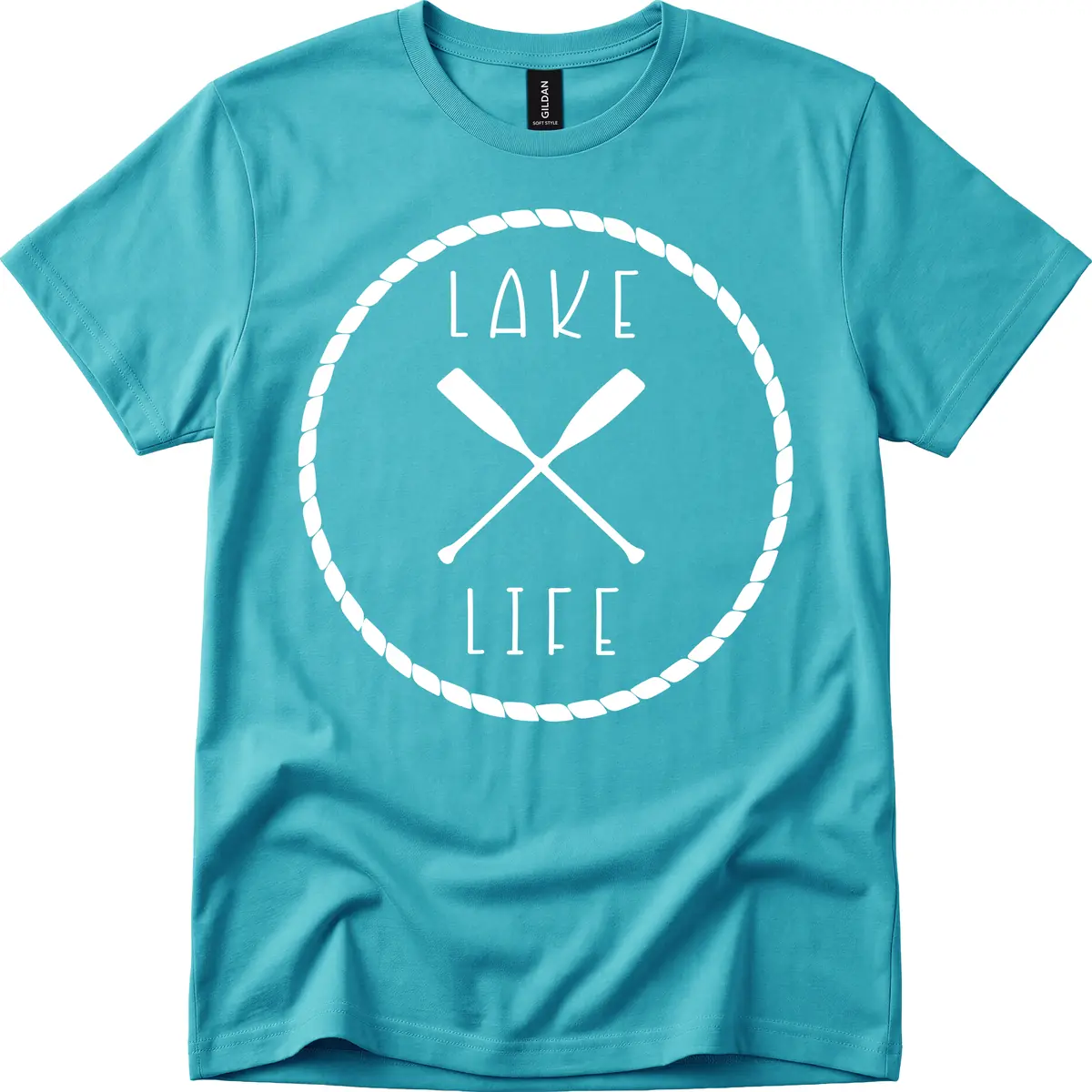 Lake Life Oar Badge Design T-Shirt in Tropical Blue