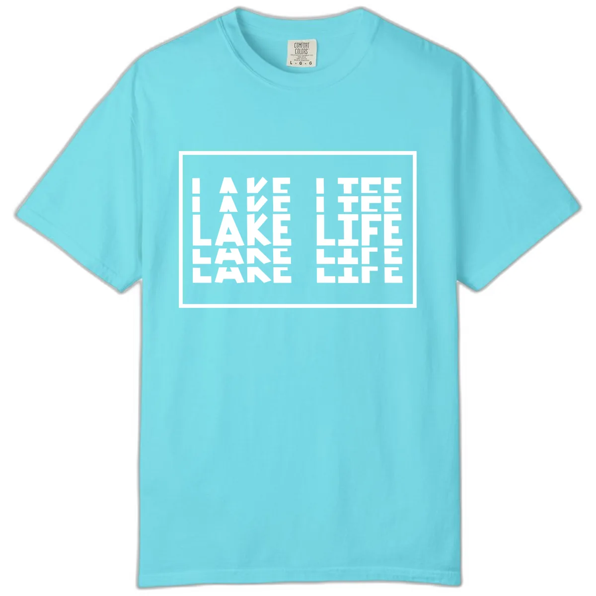 I Love Lake Life Typography Design Comfort Color in Lagoon Blue