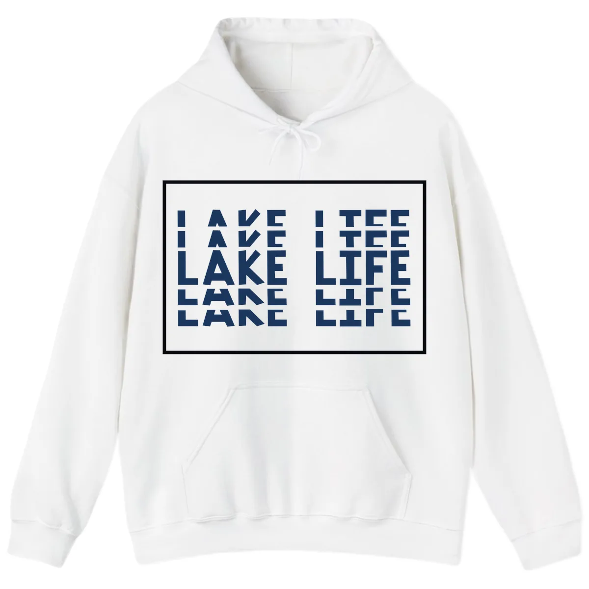 I Love Lake Life Typography Design Hoodie in White
