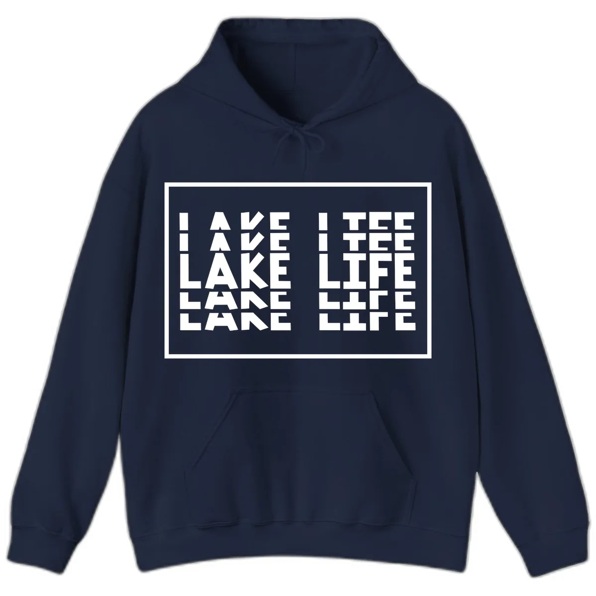 I Love Lake Life Typography Design Hoodie in Navy