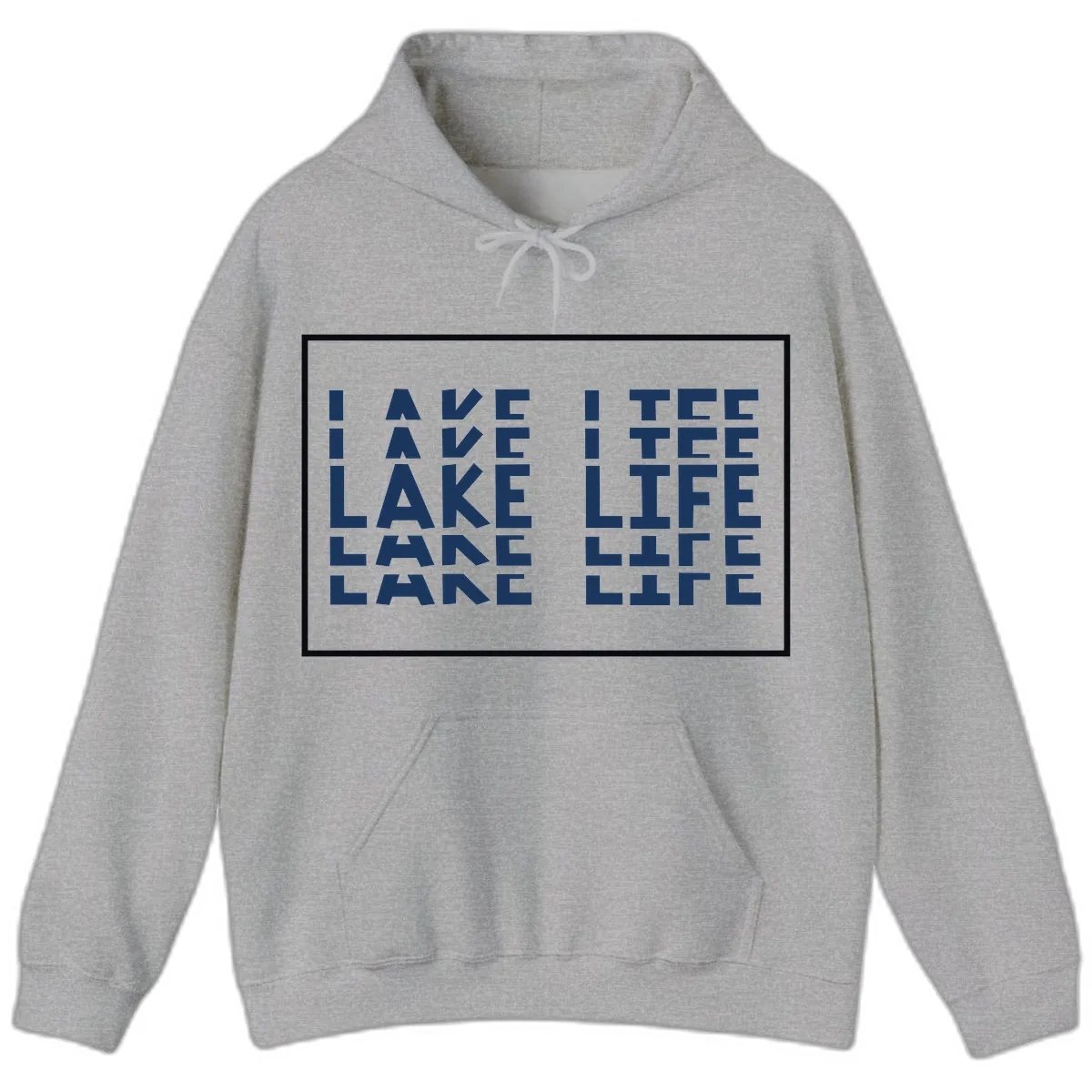 I Love Lake Life Typography Design Hoodie in Sport Grey