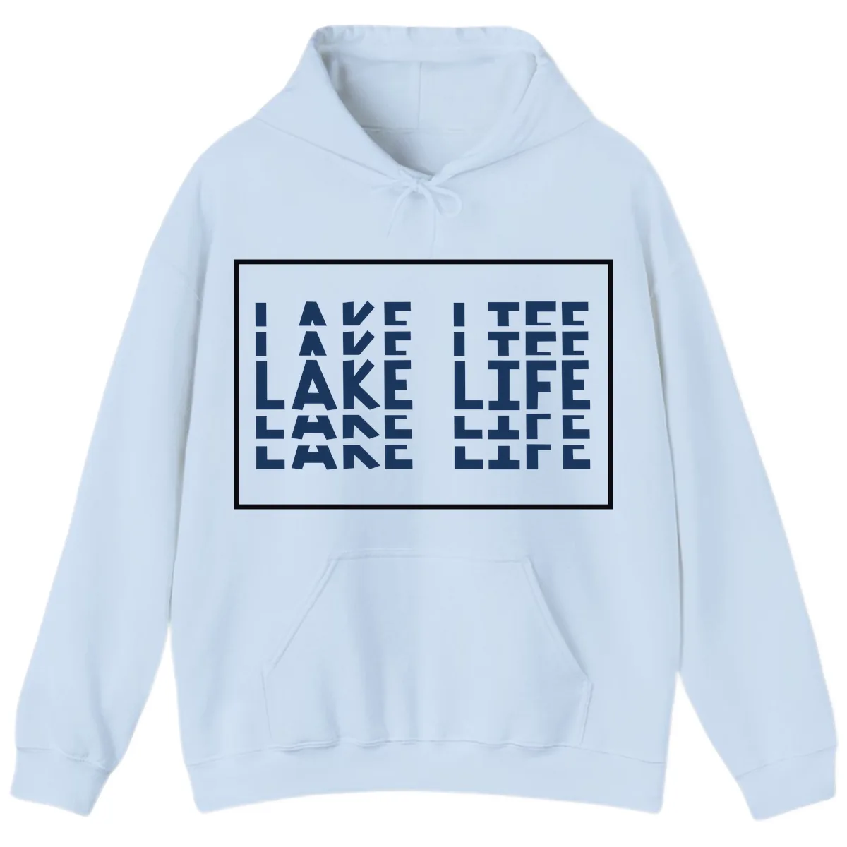 I Love Lake Life Typography Design Hoodie in Light Blue