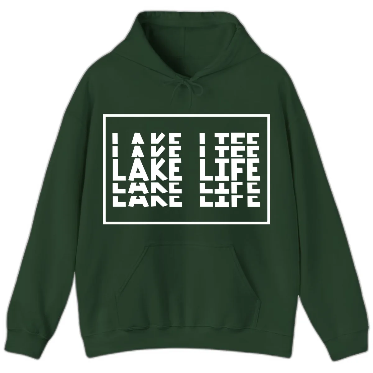 I Love Lake Life Typography Design Hoodie in Forest Green