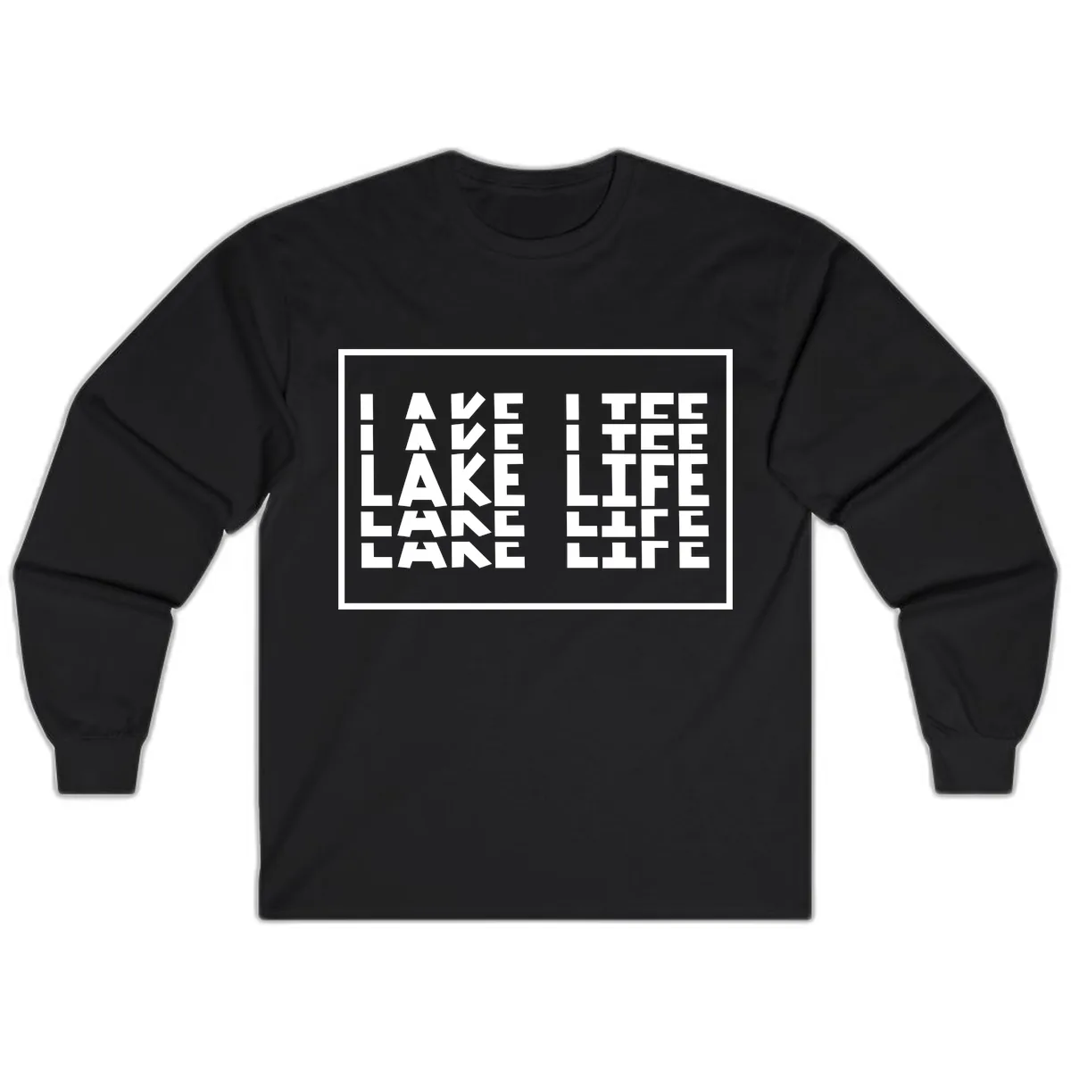 I Love Lake Life Typography Design Long Sleeve in Black
