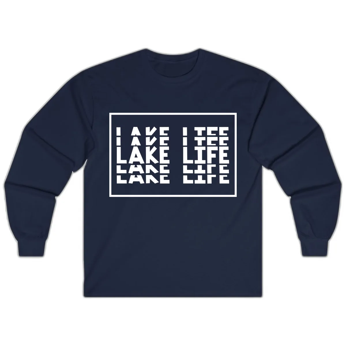 I Love Lake Life Typography Design Long Sleeve in Navy