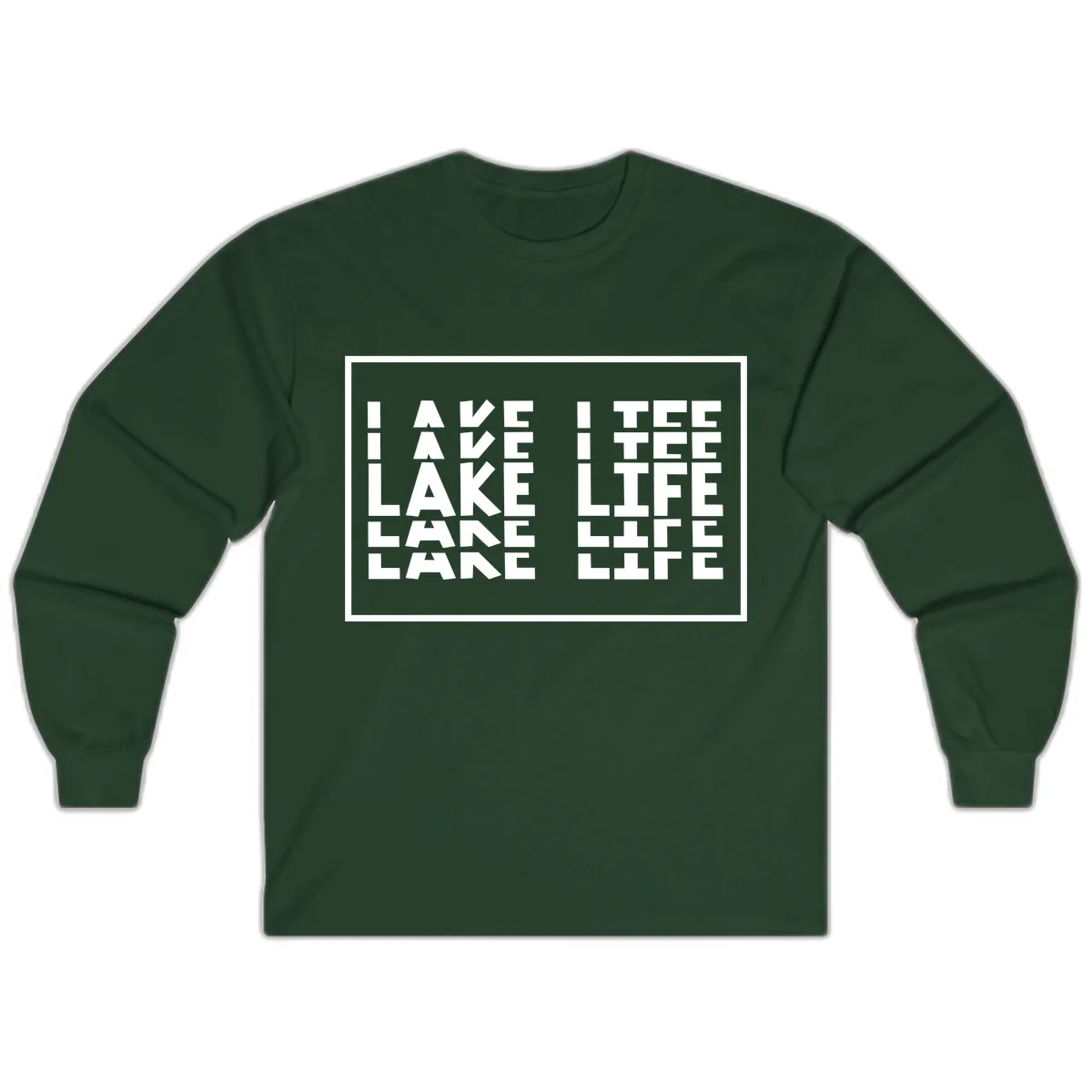 I Love Lake Life Typography Design Long Sleeve in Forest Green