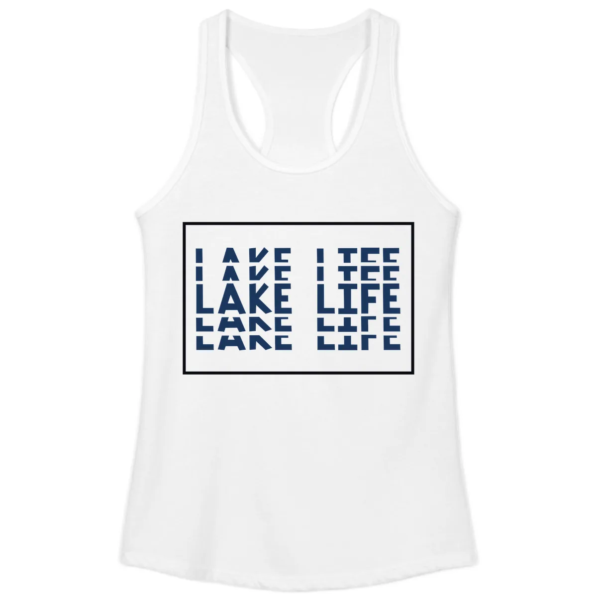 I Love Lake Life Typography Design Ladies Tank in White